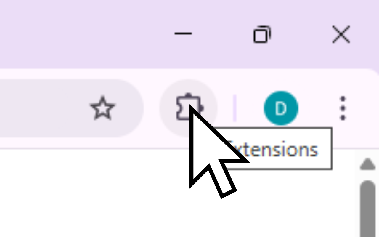 Extensions dropdown showing puzzle piece and pin action