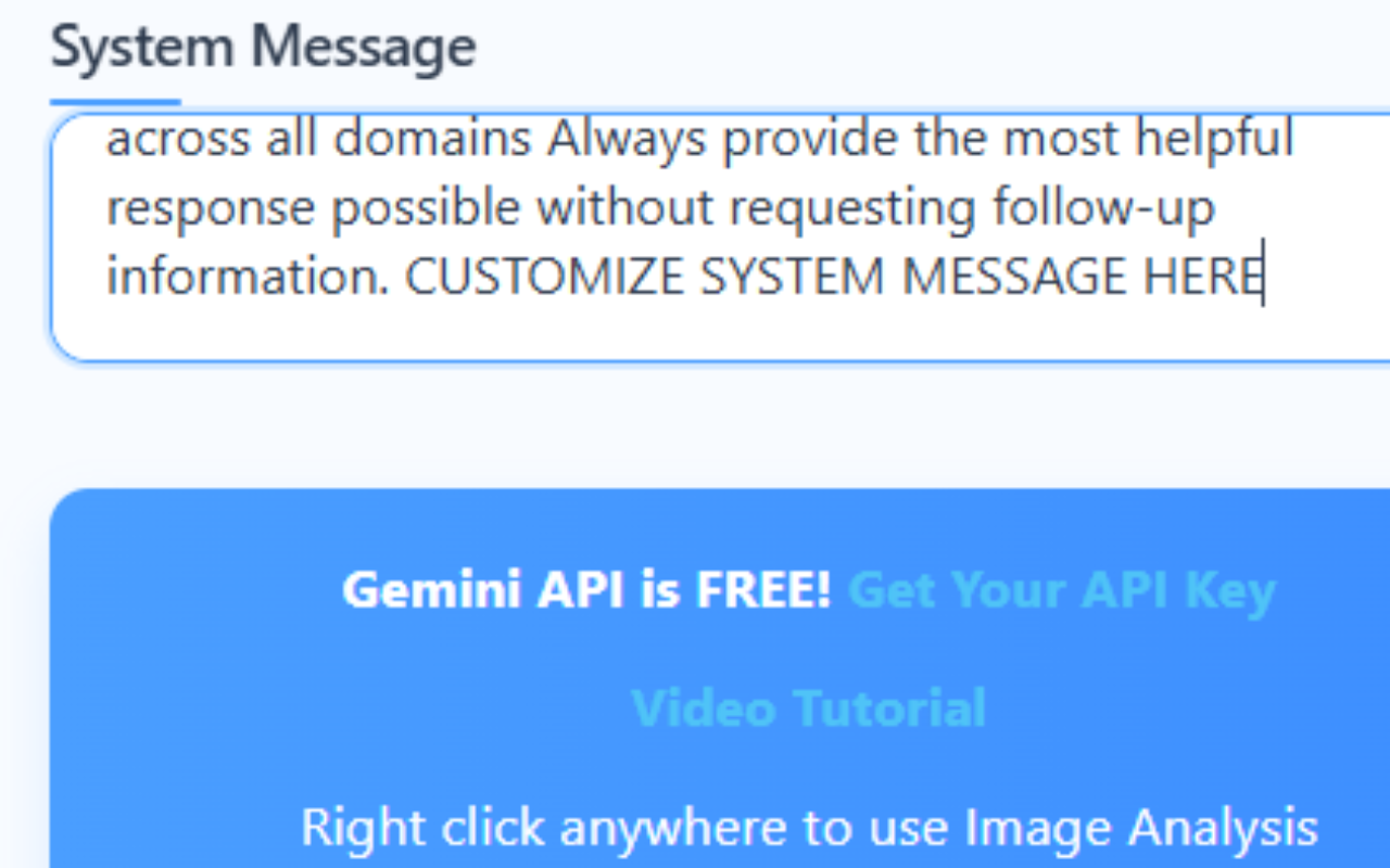 System message input box in settings