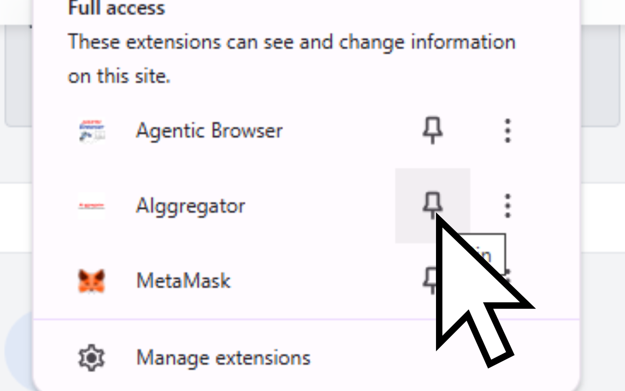 AIggregator icon pinned in the toolbar