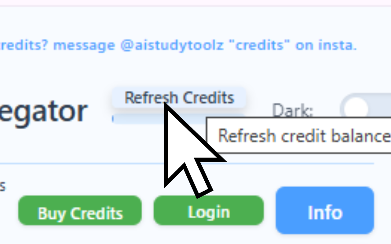 Refresh credits button highlighted